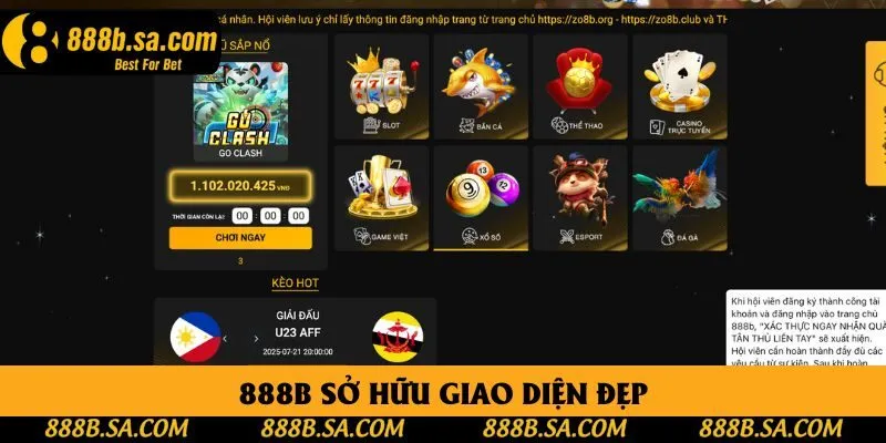 888B sở hữu giao diện đẹp 888B sở hữu giao diện đẹp